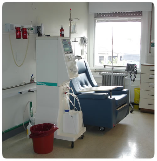 Sala para pacientes agudos equipada con maquina NIPRO SURDIAL